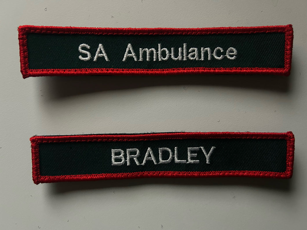 SA Ambulance name patch - with velcro backing