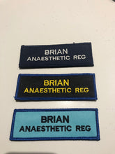 Load image into Gallery viewer, Custom Embroidered Surgical Cap Name Patch – Velcro Backed
